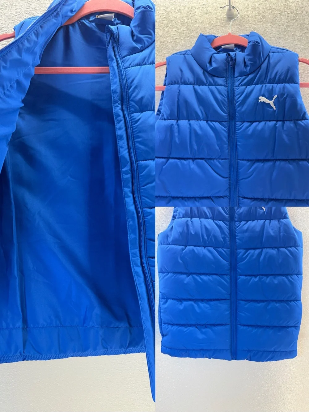 Puma Kids Puffer Vest Quilted Full Zip Blue Size M 10/12